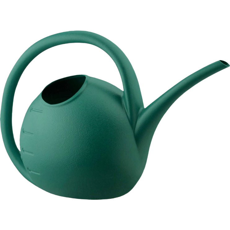 Green poly watering can with ergonomic handle and long spout for easy garden watering in lawn and garden tools collection