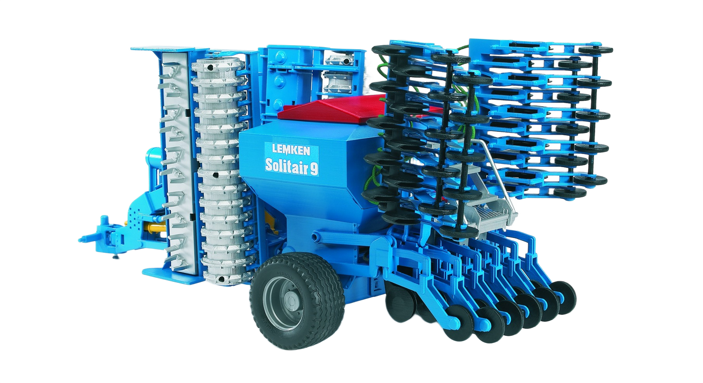 Blue sowing combination machine with multiple disc openers and seed hoppers for agricultural planting tasks