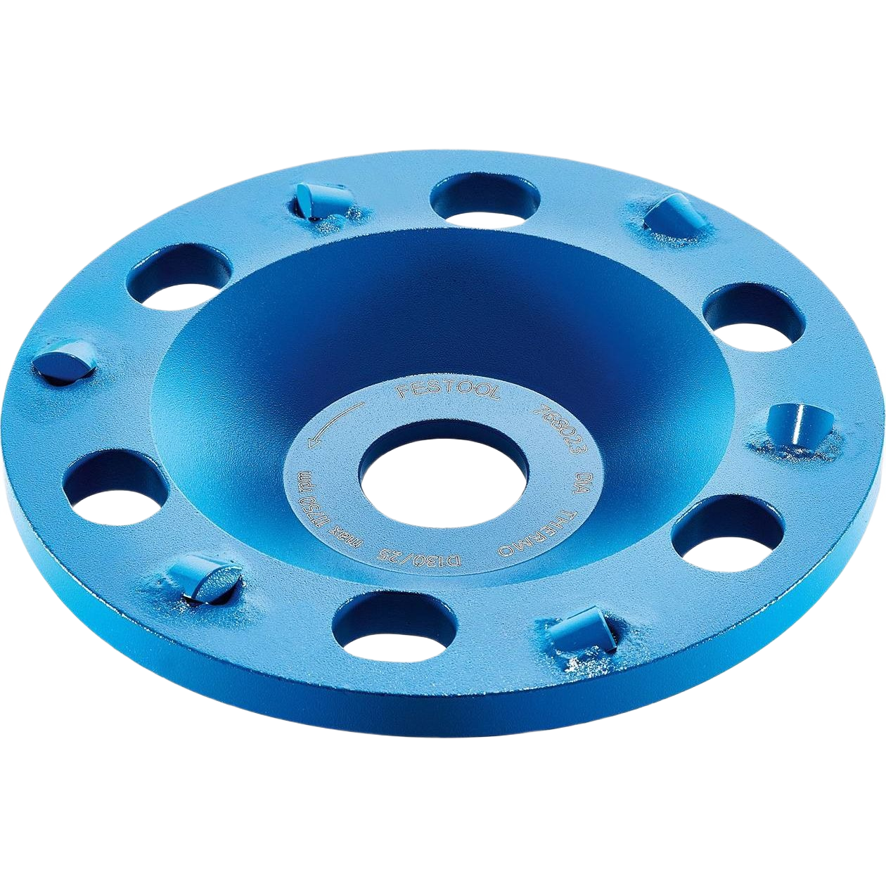 Blue Festool grinding disc with multiple holes designed for surface grinder in woodworking and power tool accessories collections
