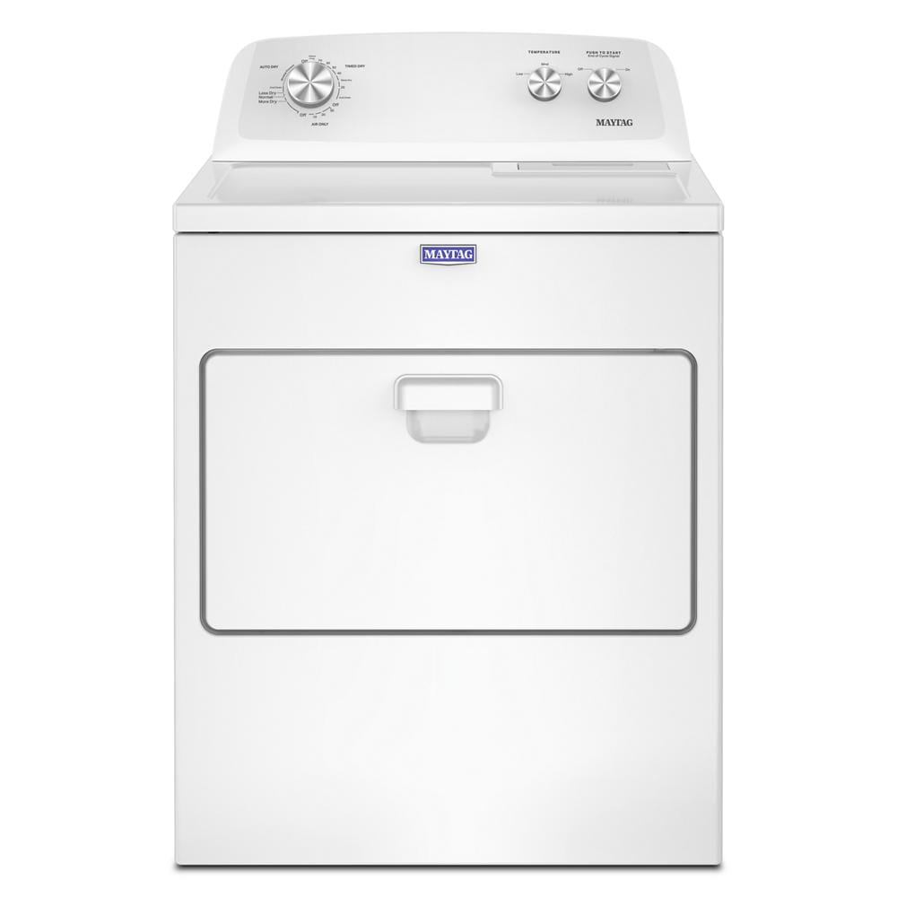 White top load electric dryer with control knobs and hamper door from Dryers and Appliances collection