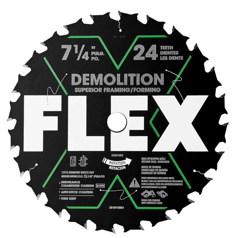 FLEX 7-1/4" 24T Demolition Superior Framing/Forming Circular Saw Blade
