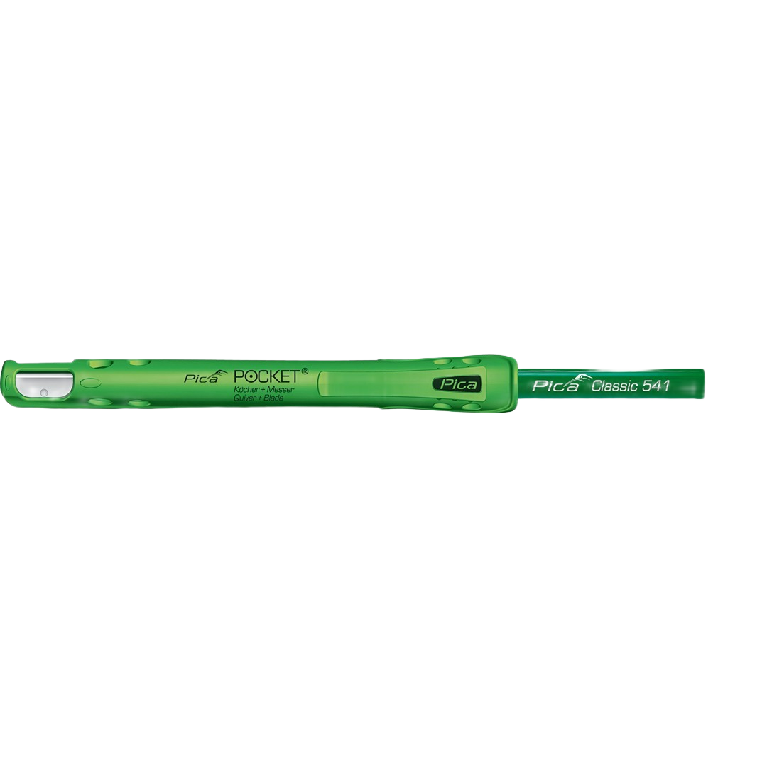 Green plastic Pica POCKET pencil quiver and stonemasons pencil for woodworking and measuring tools collection