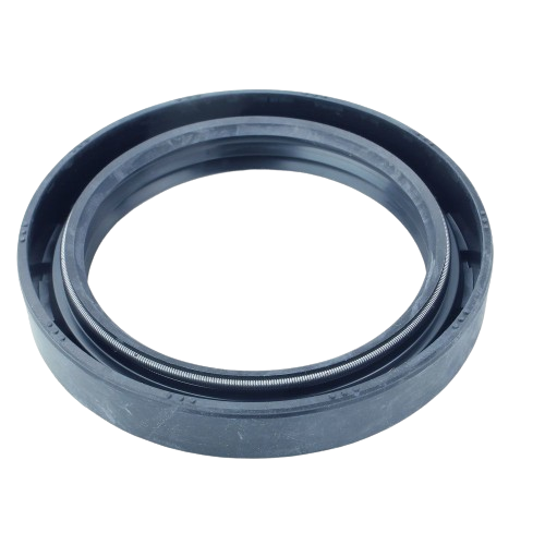 Black circular rubber seal with embedded spring for automotive and John Deere equipment repair parts collections