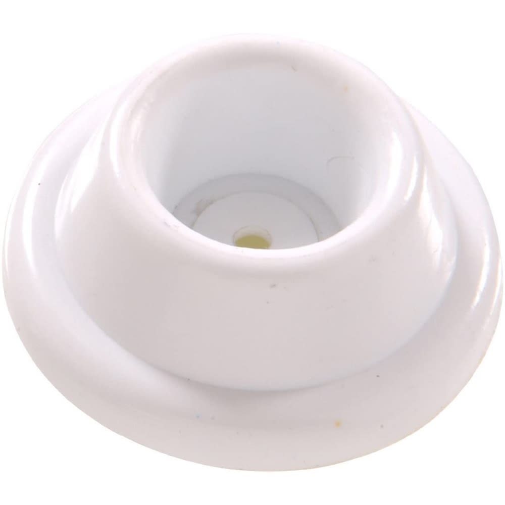 White plastic wall mount stop with self-adhesive backing for home improvement and hardware tools collections