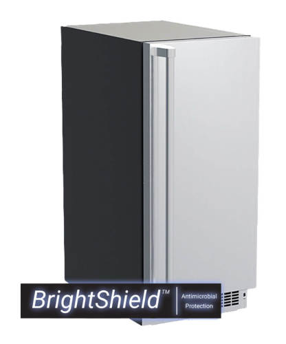 15-inch professional clear ice machine with antimicrobial BrightShield protection and stainless steel front panel from appliances collection