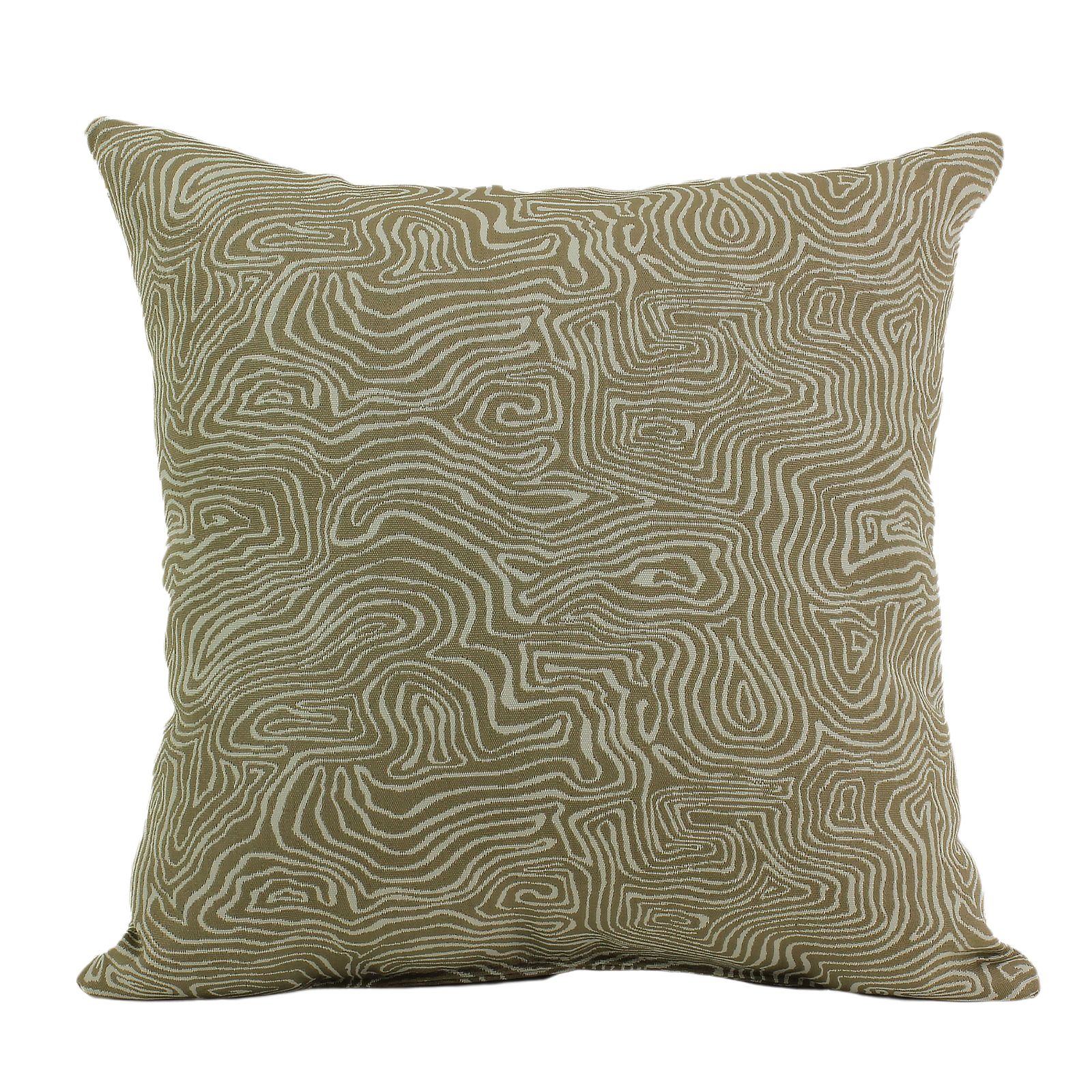 Square outdoor pillow with tan squiggle pattern for patio furniture and outdoor living collections under $50