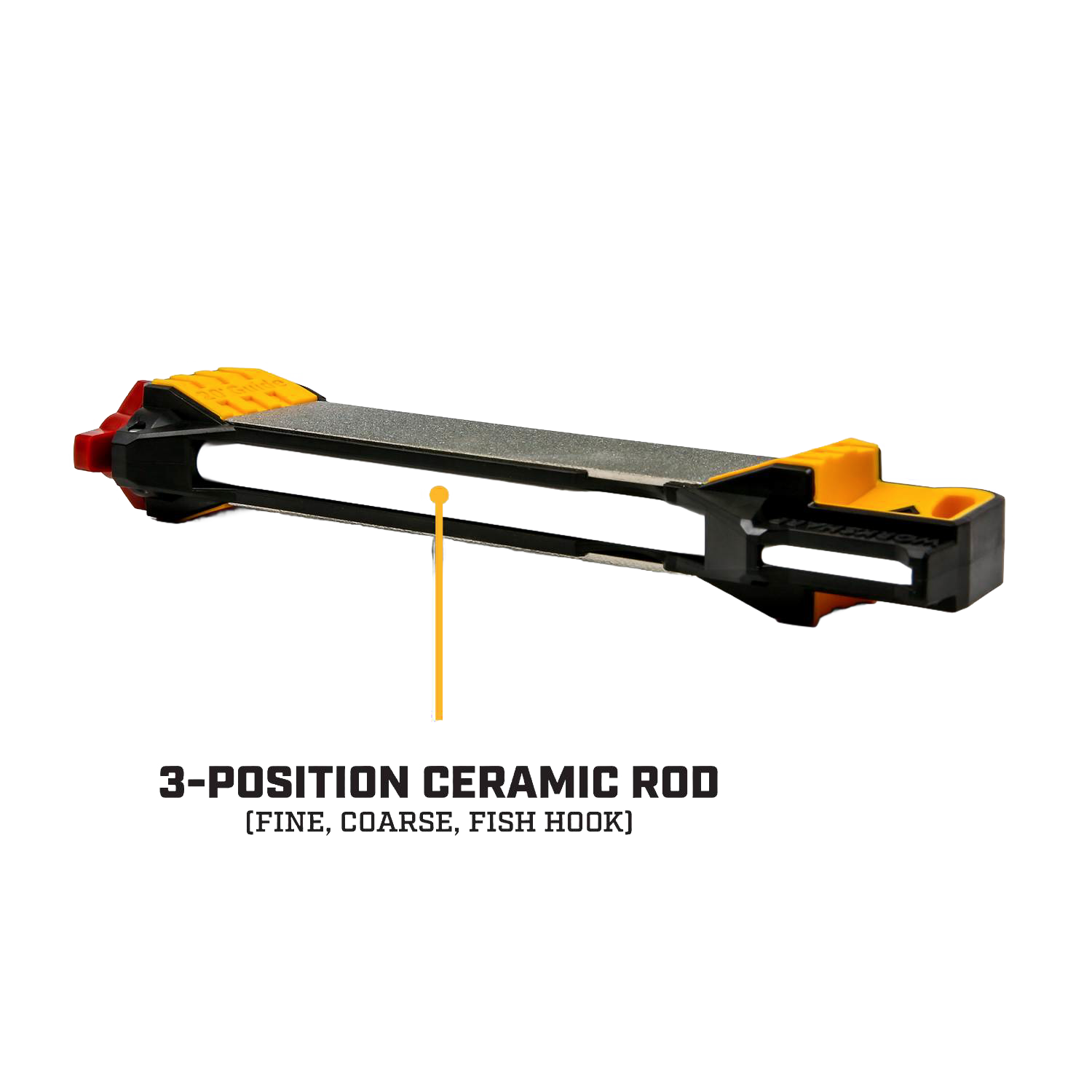 Compact sharpening tool with ceramic sharpening surface and adjustable guide for woodworking and kitchen gadgets tasks