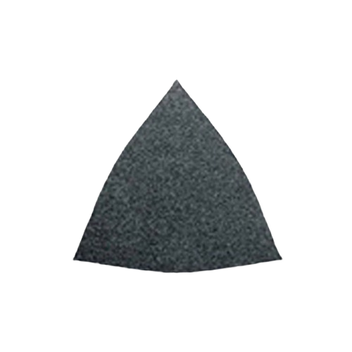 Gray triangular hook and loop sandpaper sheet designed for power sanding in home improvement projects