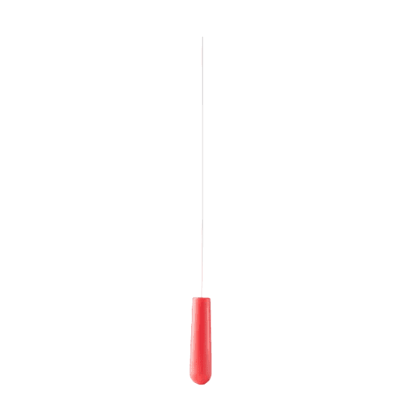 Stainless steel baking tester with red BPA-free plastic handle for kitchen gadgets and bakeware collections