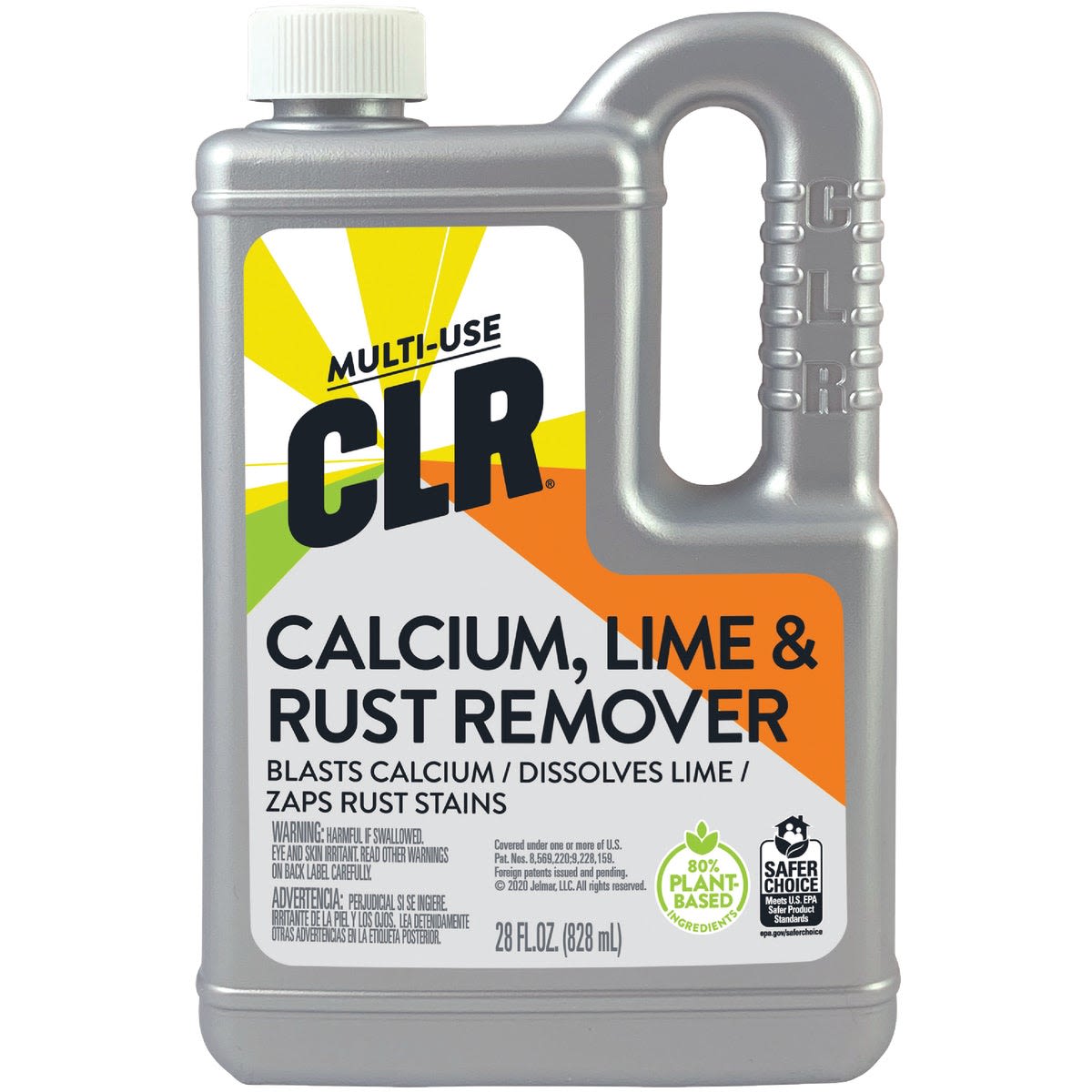 Container of multi-use cleaner for calcium, lime, and rust stains in cleaning supplies for home improvement.