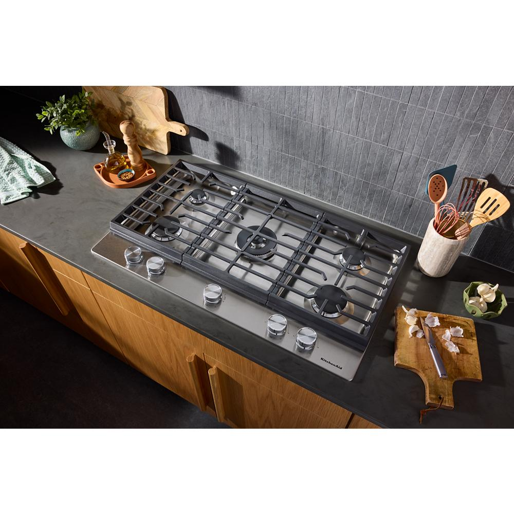 KitchenAid® 36  in. Gas Cooktop with 5 Burners and Integrated Wok Grate