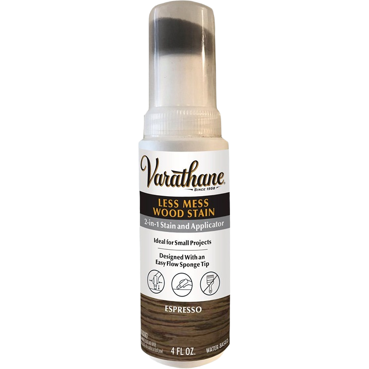 Rust-Oleum Varathane espresso wood stain and applicator with easy flow sponge tip for interior stain projects under $50