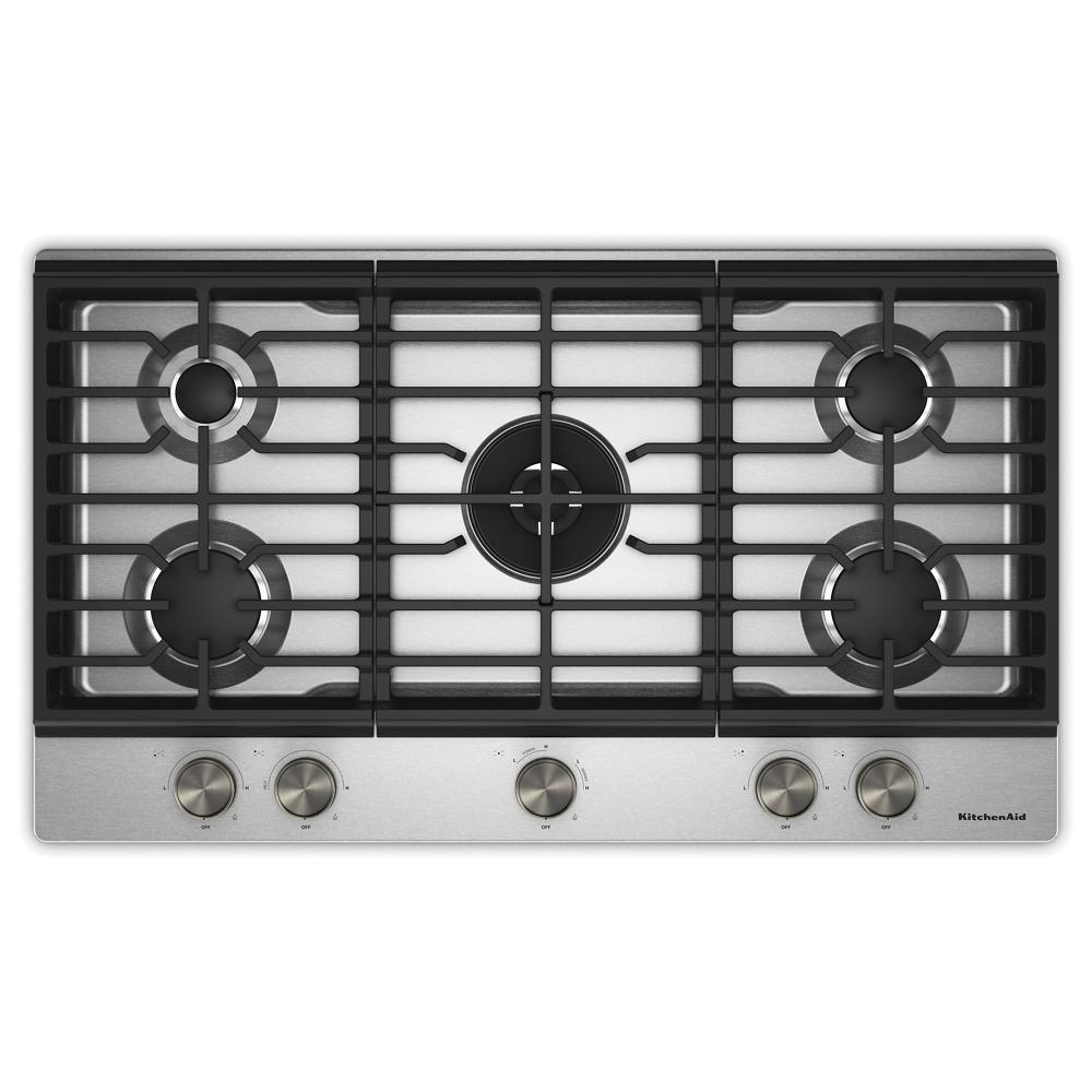 KitchenAid® 36  in. Gas Cooktop with 5 Burners and Integrated Wok Grate