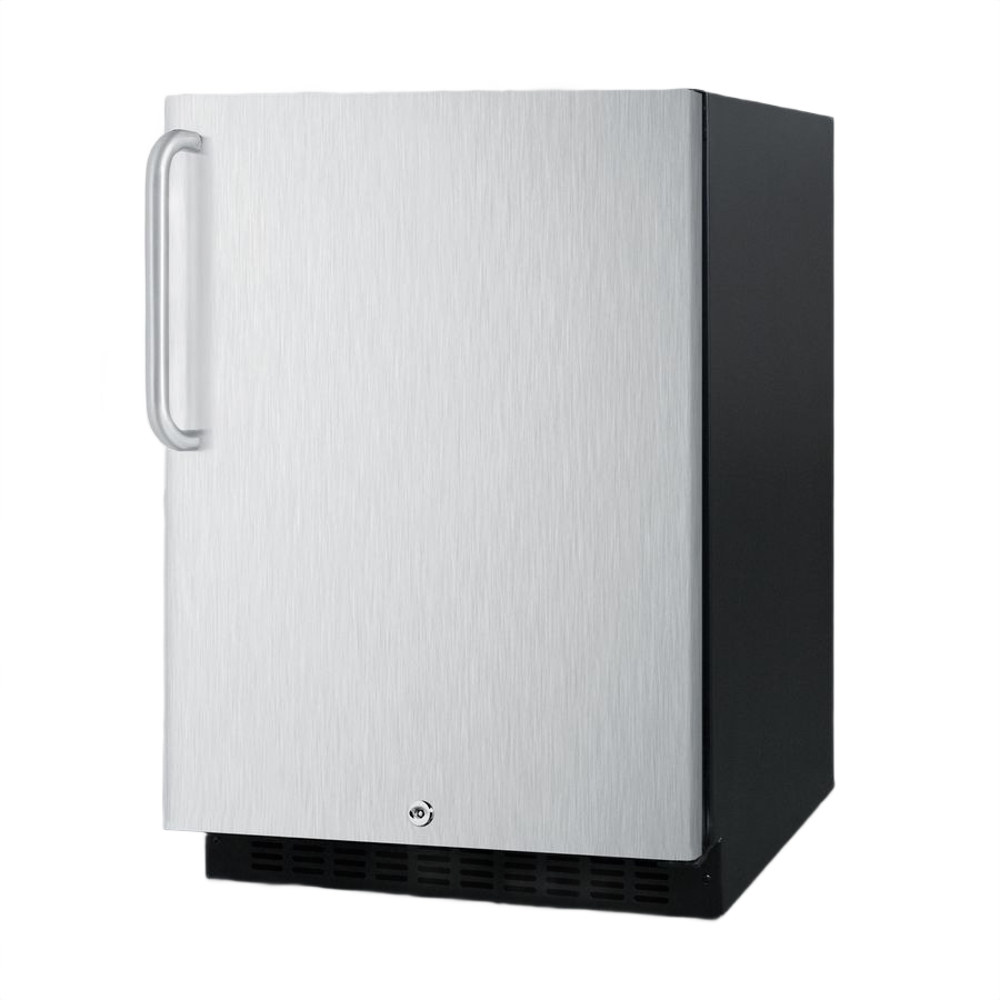 24" wide built-in all-refrigerator with stainless steel door, front vent, and ADA-compliant height in kitchen appliances collection