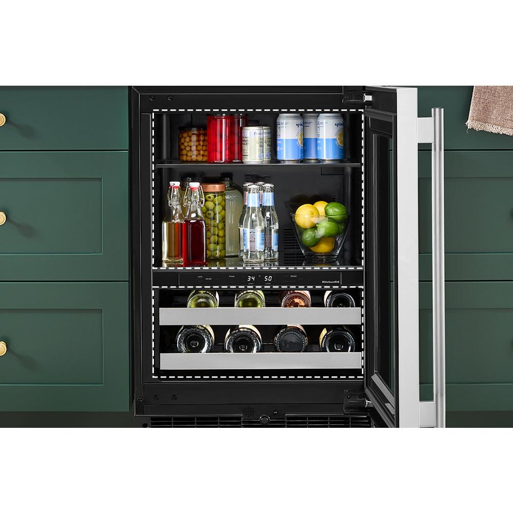 24" Beverage Center with Glass Door and Metal-Front Racks