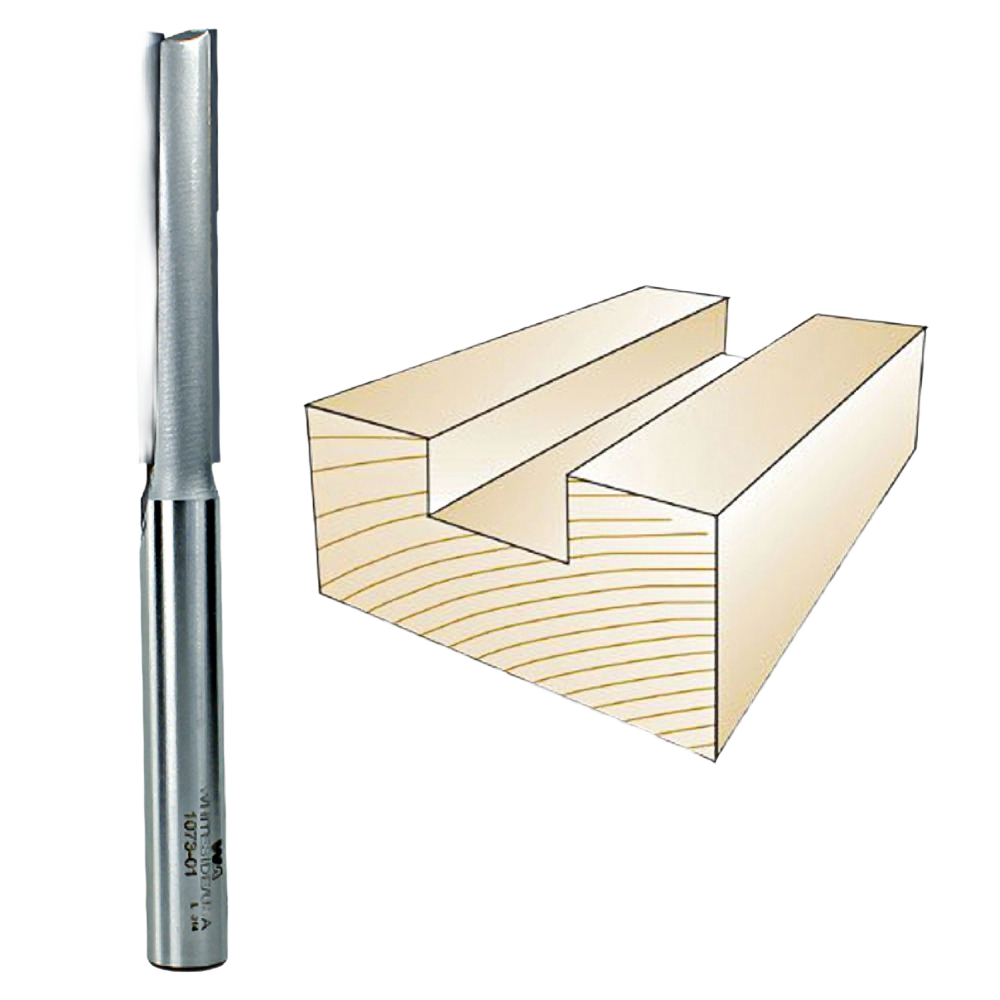 Straight router bit with 1/2 inch shank for woodworking grooves and dado cuts in tool accessories under $50