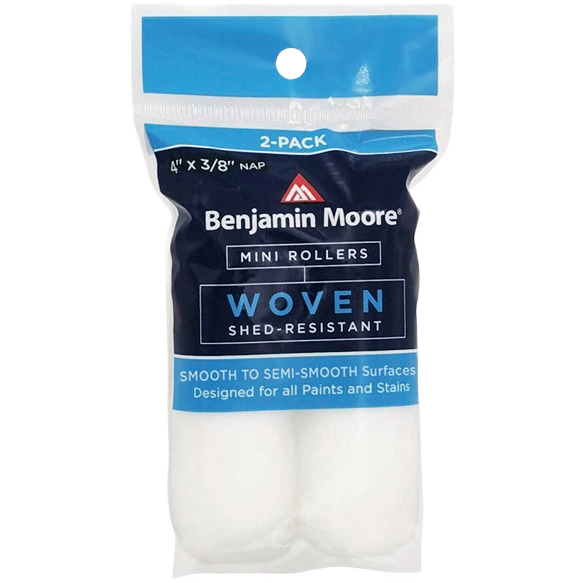 Package of two woven mini roller covers with 3/8-inch nap for smooth to semi-smooth surfaces in home improvement projects