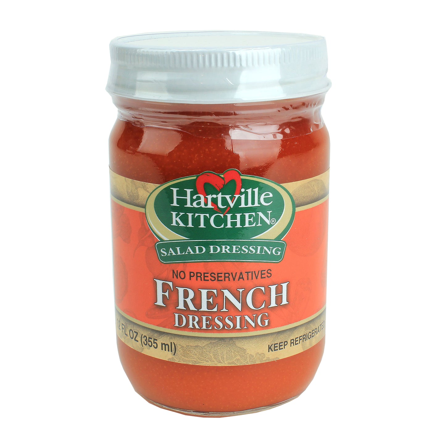 Jar of Hartville Kitchen French salad dressing with no preservatives in refrigerated food and beverage collection