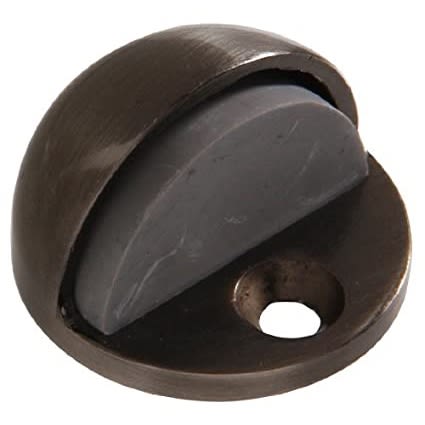 Low-profile pewter floor door stop with rubber bumper for wall and door protection in door accessories under $50 collection