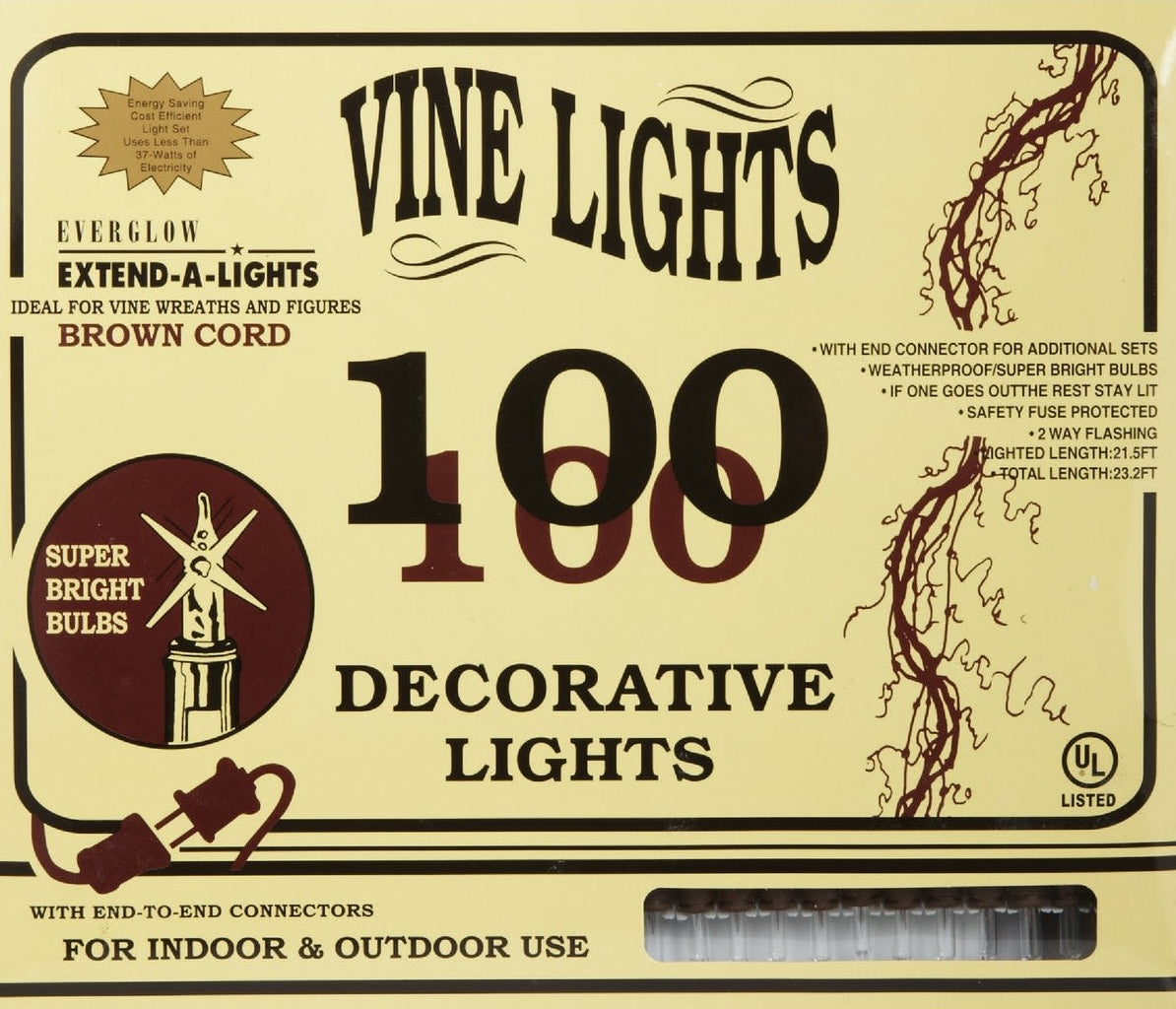 Set of 100 super bright decorative vine lights with brown cord, weatherproof for indoor and outdoor Christmas use under $50