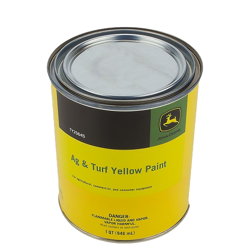 One quart can of yellow paint for agricultural and turf equipment maintenance and home improvement use