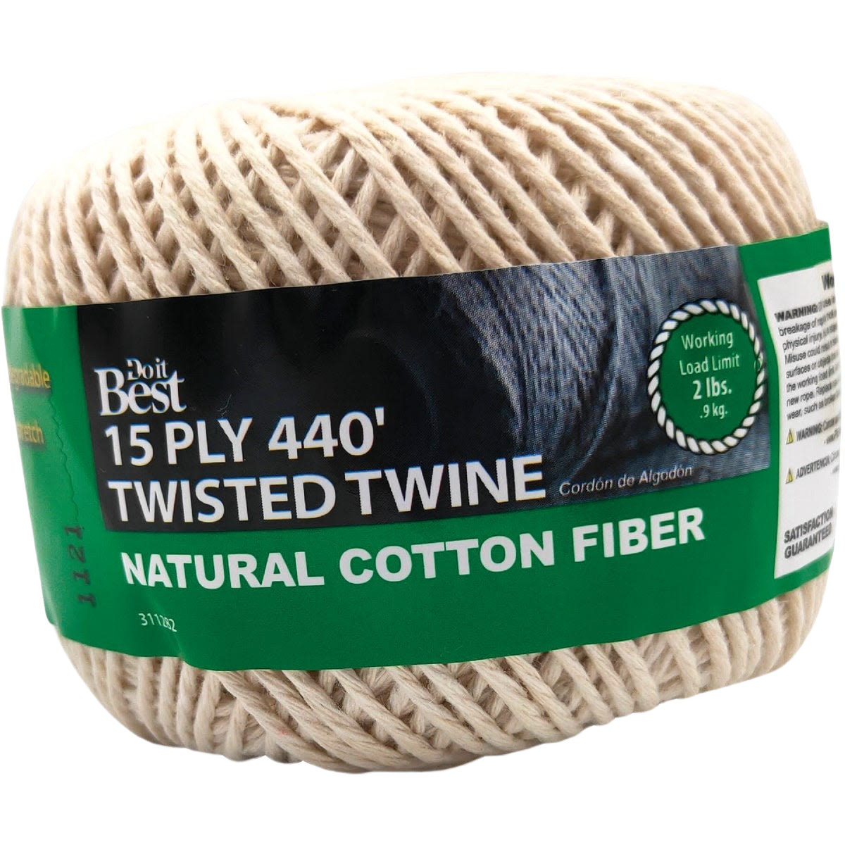 Natural beige twisted cotton cord spool with 15 ply strength for versatile use in tools and home improvement projects