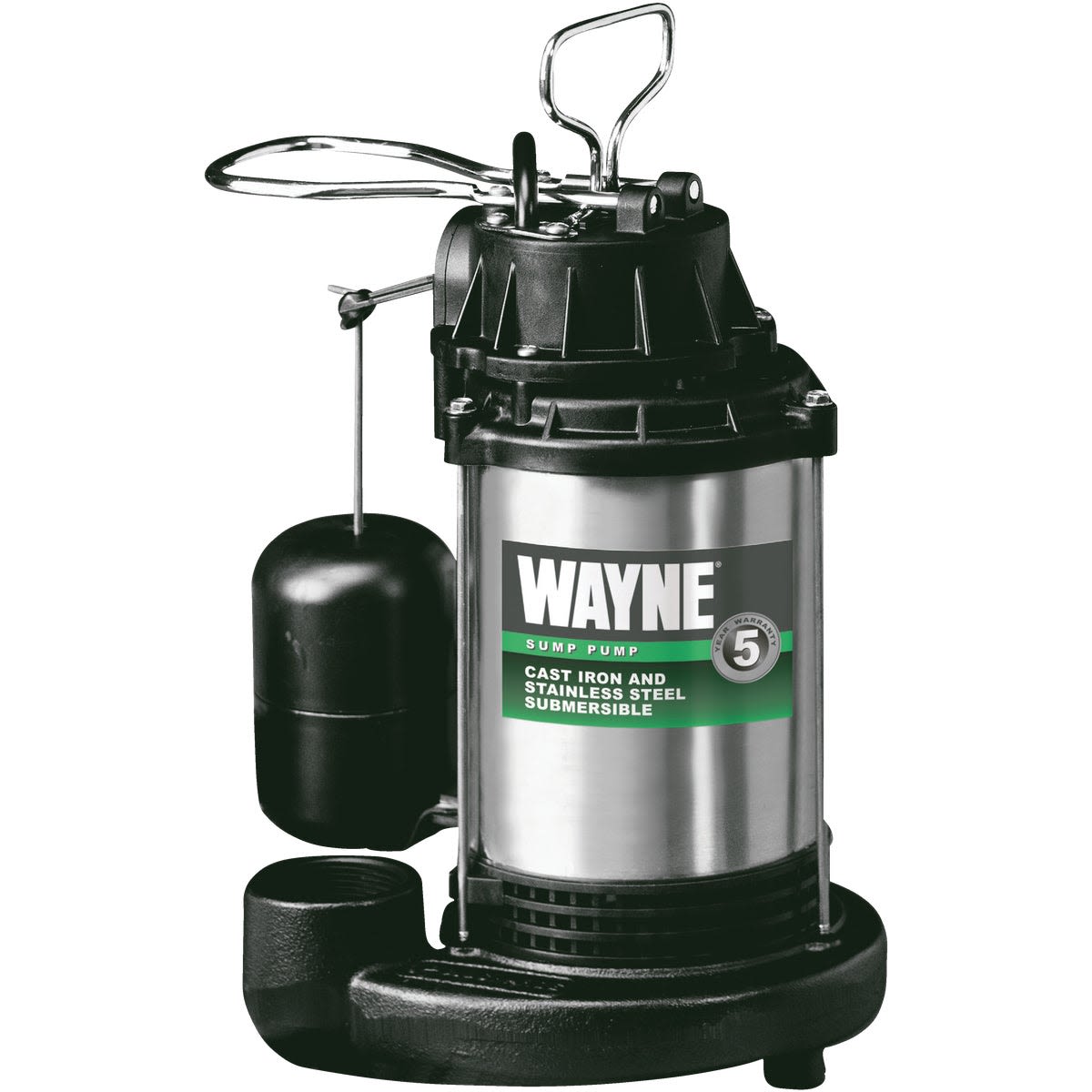 Cast-iron and stainless steel submersible sump pump designed for reliable water removal in home improvement tasks