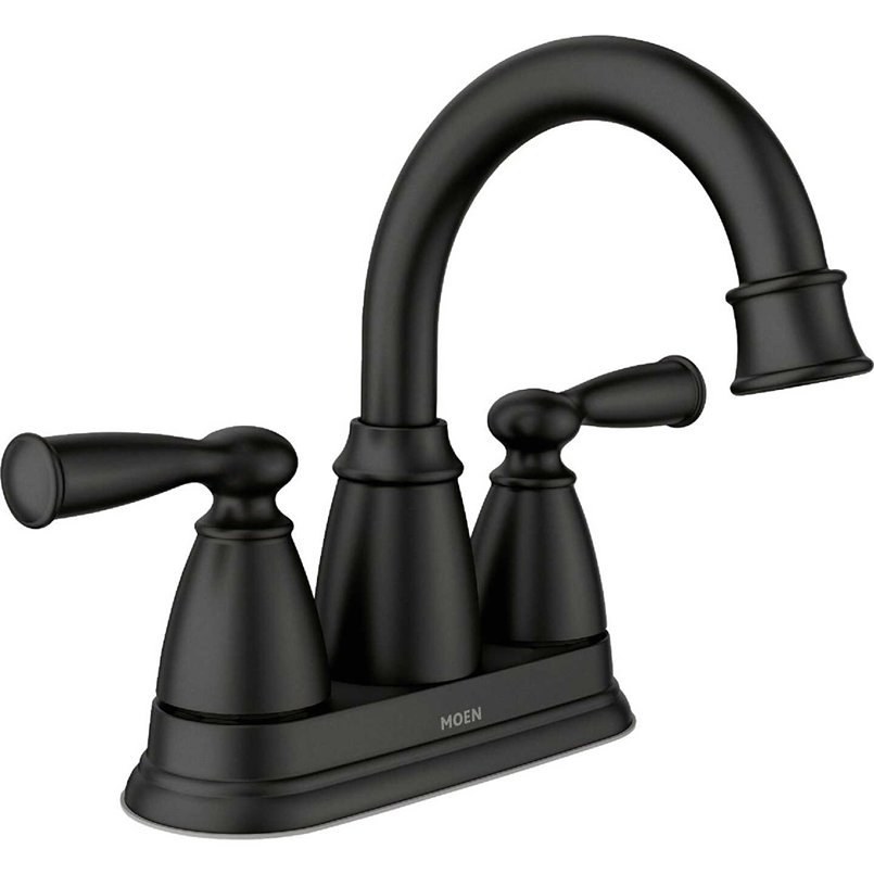 Moen matte black two-handle high arc bathroom faucet for bathroom and home improvement collections