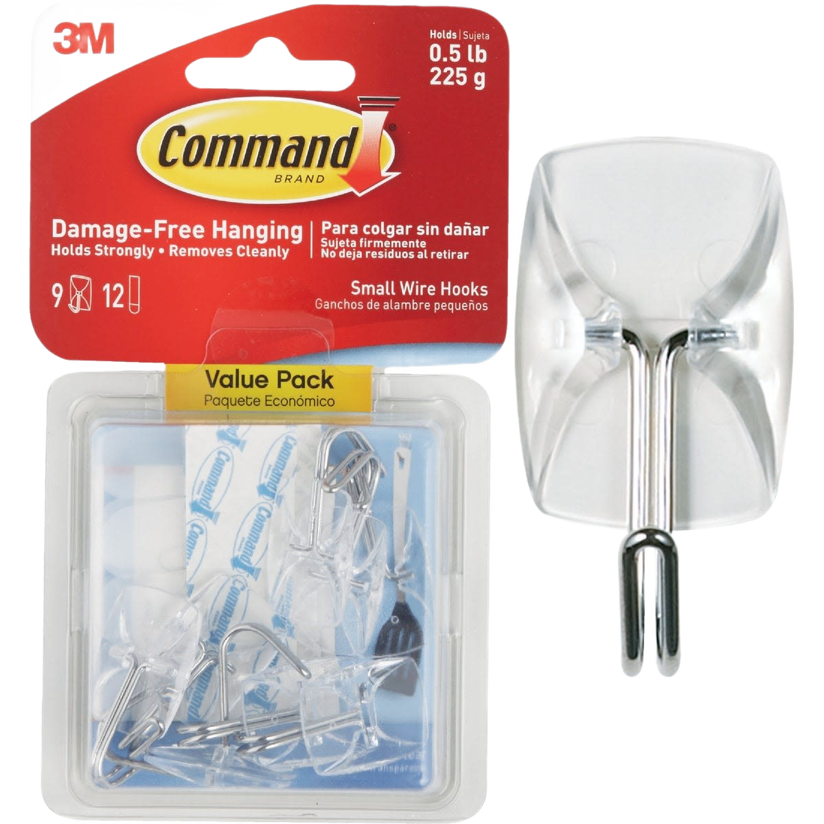 Clear small wire adhesive hooks for damage-free hanging in hardware, fasteners, and home improvement collections under $25