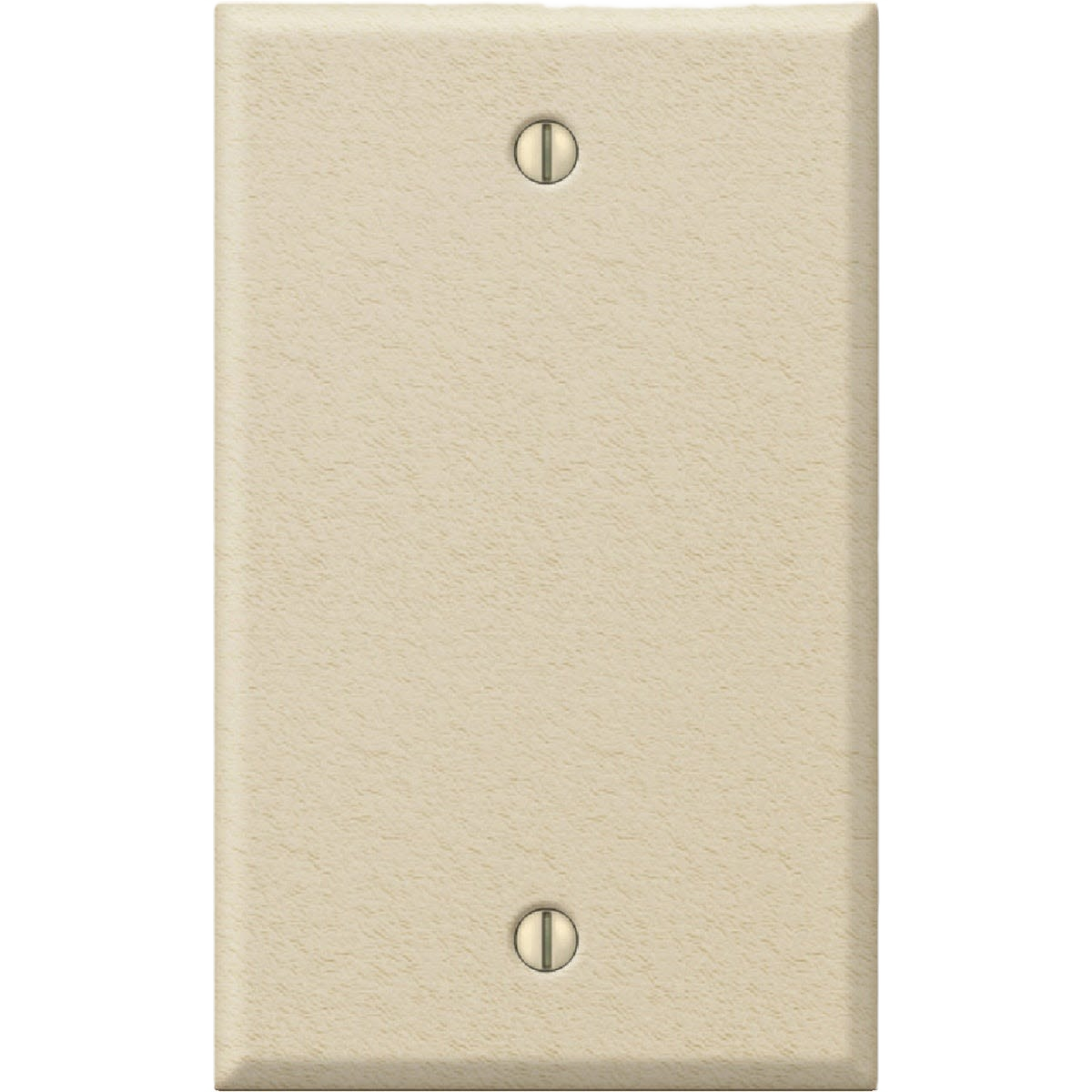 Beige stamped steel blank wall plate for electrical outlets with durable finish, suited for home improvement projects under $50.