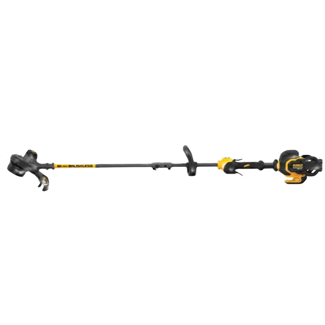 Yellow and black cordless string trimmer with adjustable handle designed for efficient outdoor home improvement tasks