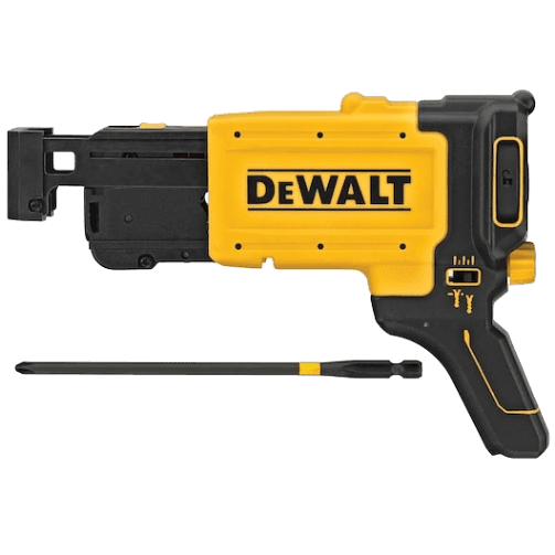 Yellow and black drywall screw gun attachment with ergonomic handle for precise fastening in tools and home improvement projects