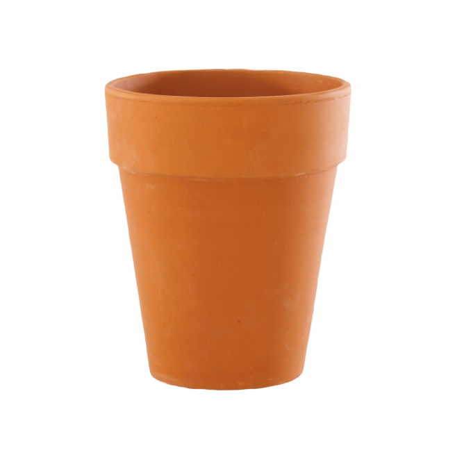 Tall terracotta plant pot in classic German style for home improvement and gardening projects