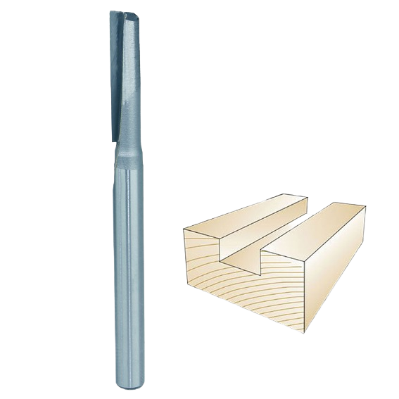 Single flute straight router bit designed for woodworking grooves and dado cuts in tool accessory collections