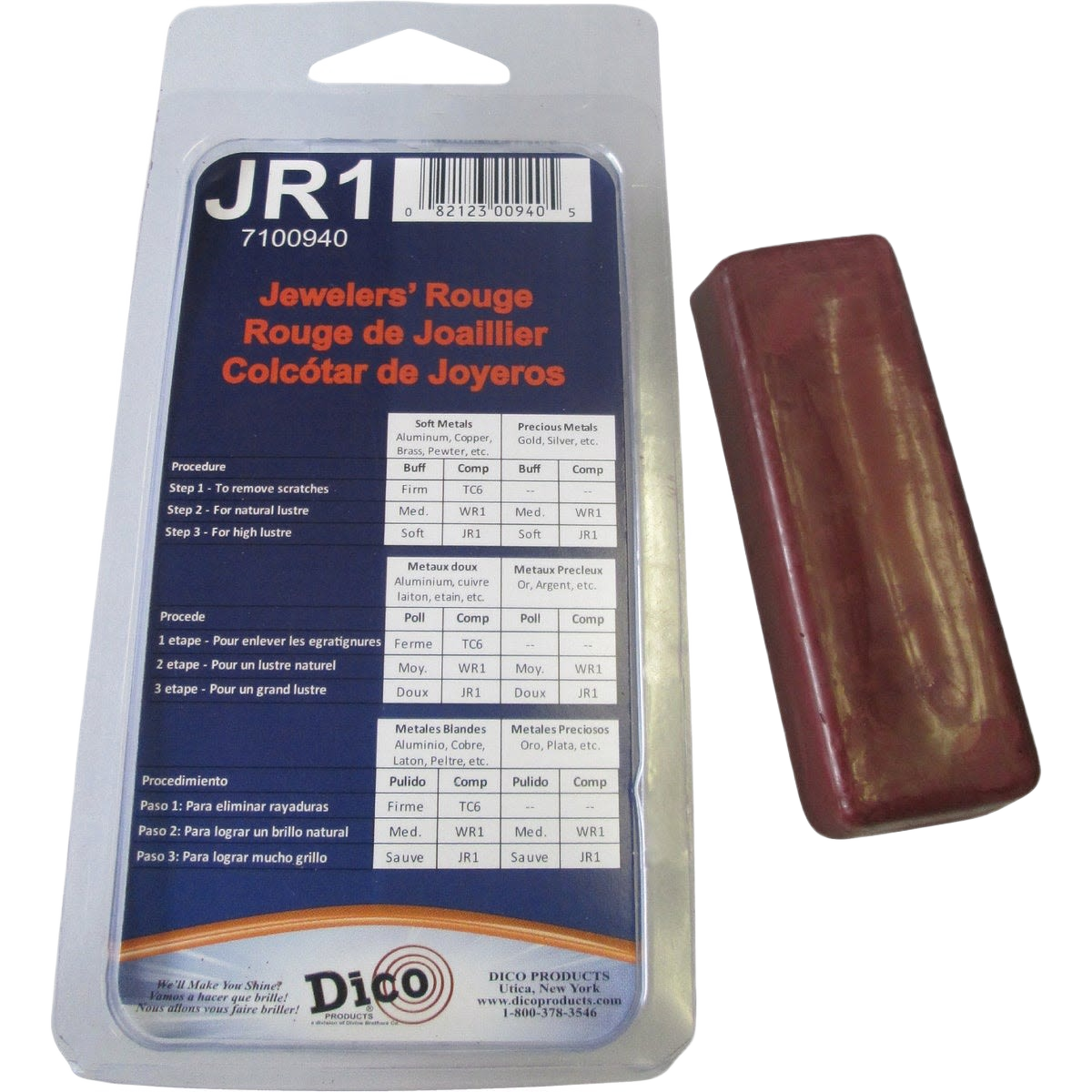 Jewelers rouge buffing compound bar in clear packaging for polishing metals in woodworking tool accessories collection