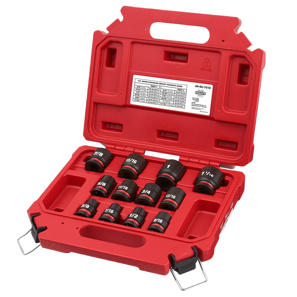Red storage case with black impact duty sockets for hand tools and woodworking projects under $100 collections