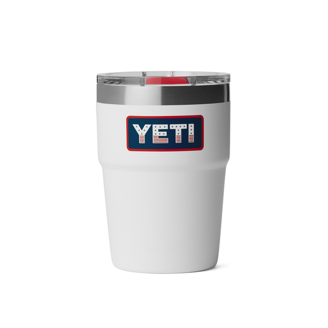 White insulated stainless steel 16 oz stackable cup with clear lid and red slider for drinkware and kitchenware collections