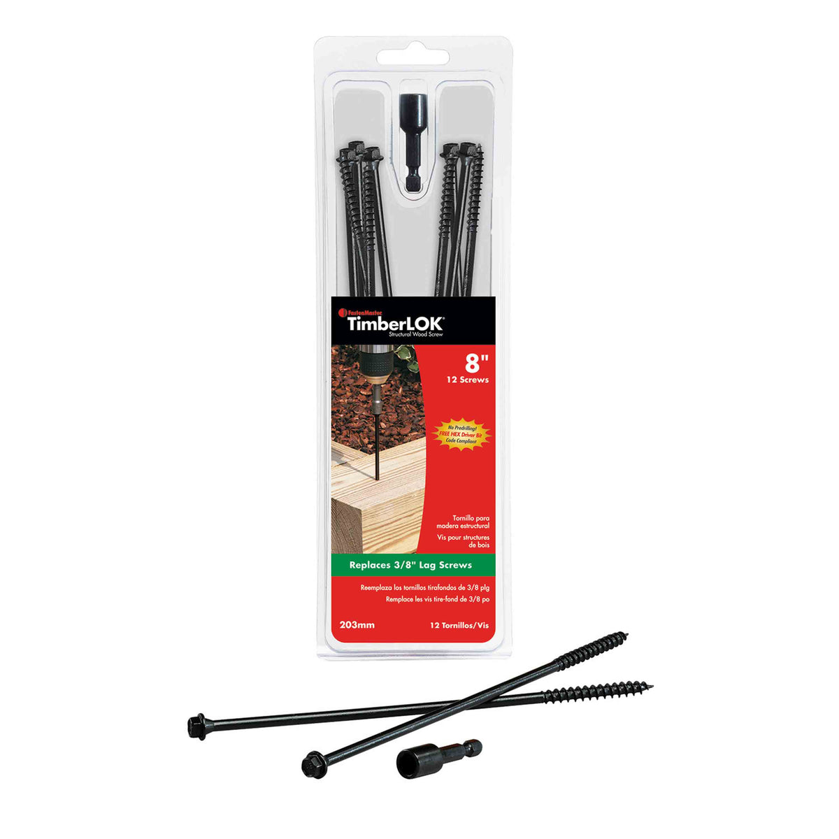 FastenMaster 8 in. TimberLOK® Structural Heavy-Duty Wood Screw, 12-Pack