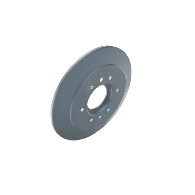 Gray metal sheave with central hub and evenly spaced mounting holes for agricultural equipment parts and maintenance.