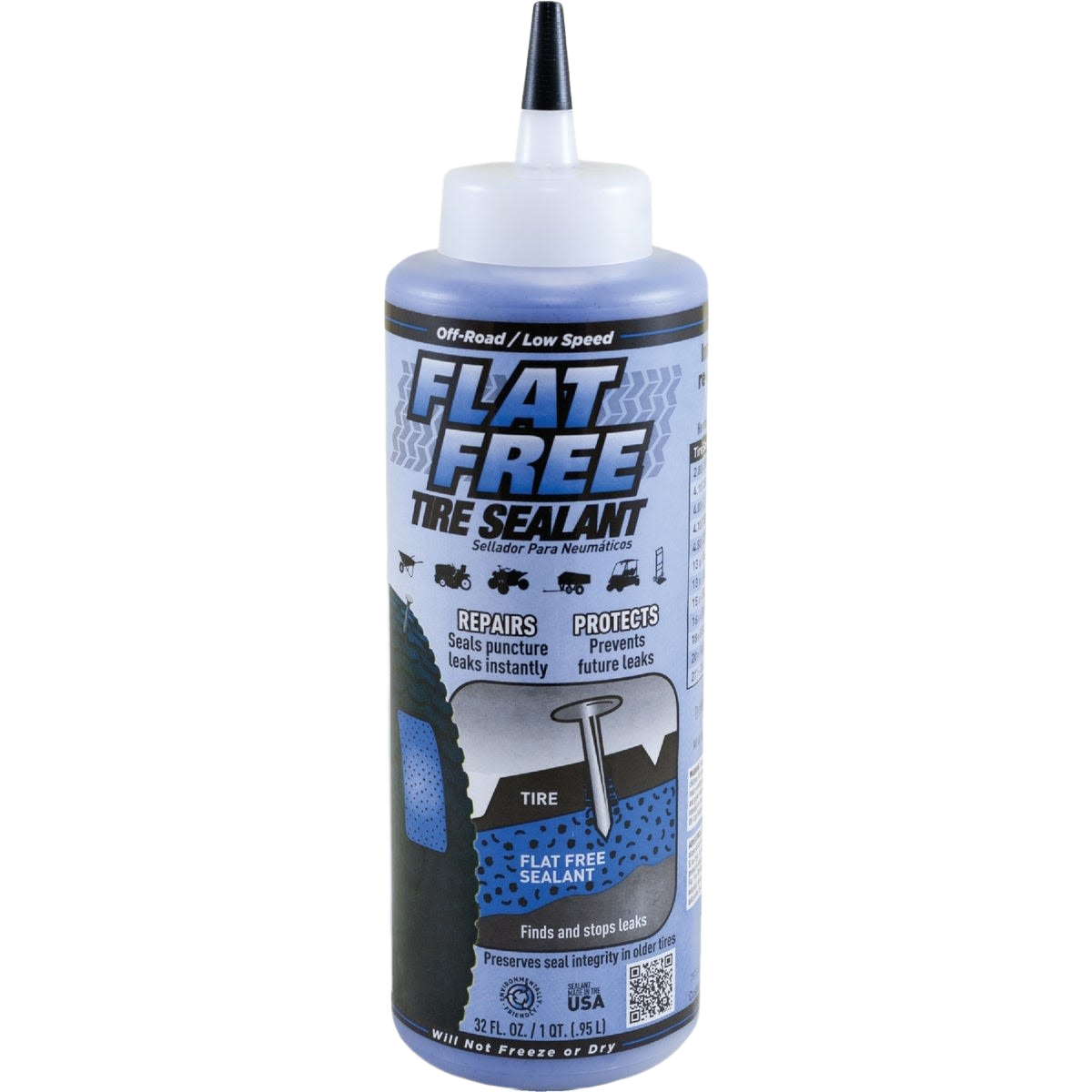 Blue off-road tire sealant bottle for preventing and repairing punctures in tubeless tires under $50 parts and lubricants