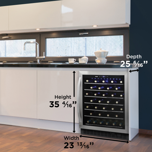 5.7 CF Built In Undercounter Wine Cooler, Single Door, Single Zone
