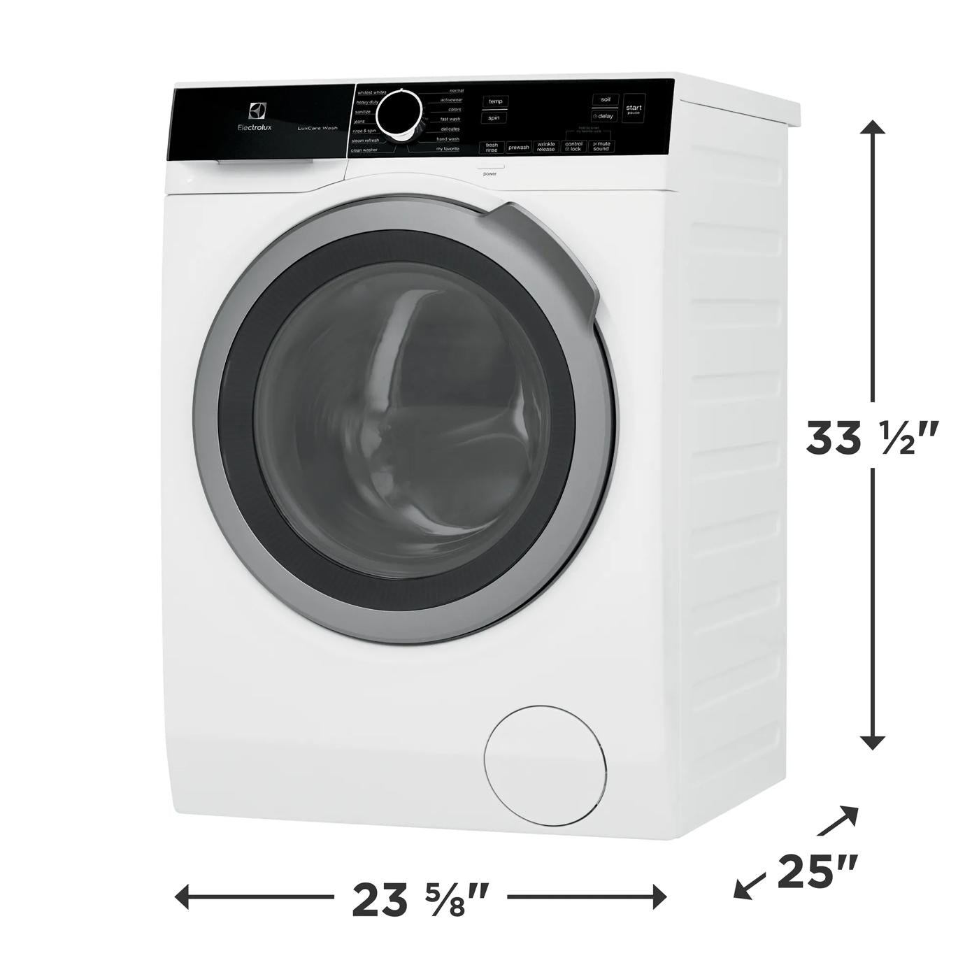 White front load compact washer with digital controls and side venting from Front Load Washers collection