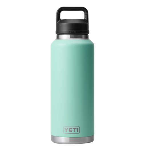Light teal stainless steel 46 oz bottle with black chug cap, part of Drinkware and Kitchen & Kitchenware collections under $100
