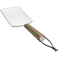Large stainless steel grill spatula with wooden handle and leather strap for outdoor cooking and grilling accessories collections
