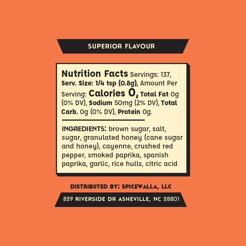 Spicewalla Hot Honey BBQ Rub Seasoning, 3.6 oz.
