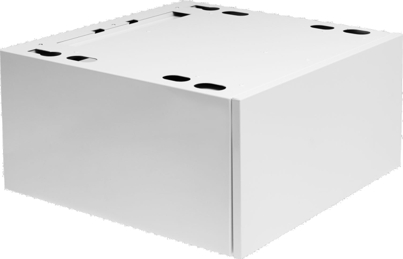 White pull-out laundry drawer accessory for organizing laundry spaces in appliance parts and home improvement use
