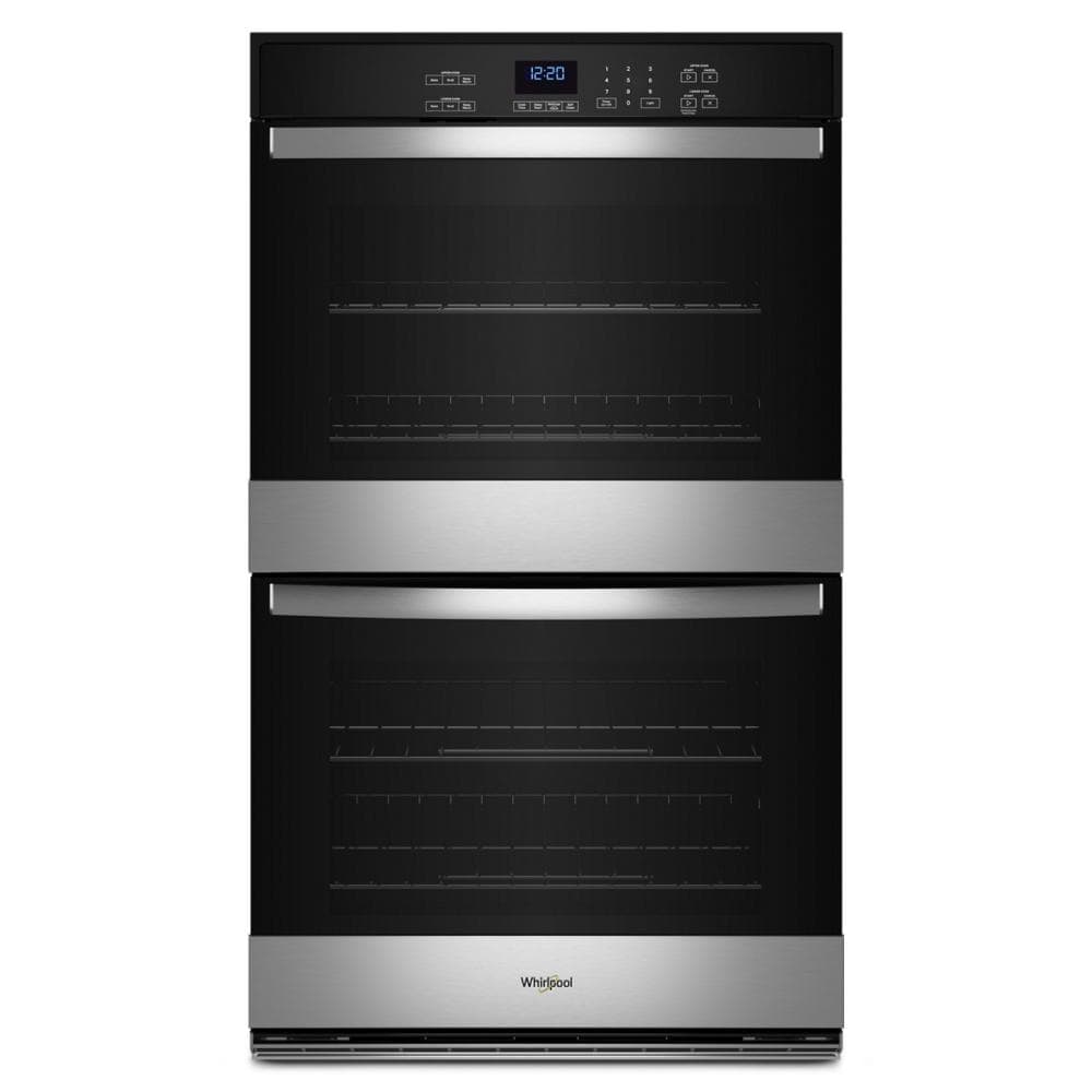 Double wall oven with black finish, stainless steel handles, and digital control panel from Wall Ovens collection