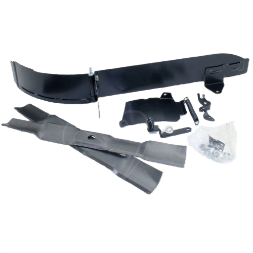 Black metal grass mulching blades and mounting hardware kit for lawn mower upgrade and home improvement tasks