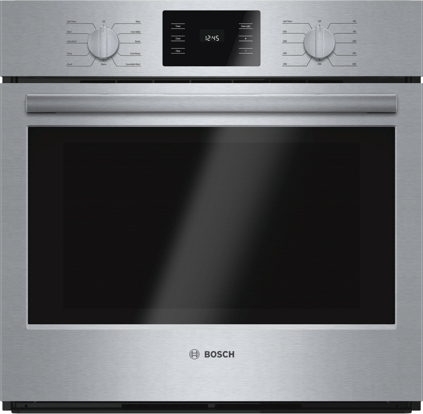 30-inch stainless steel wall oven with metal knobs and digital display for kitchen and home improvement collections