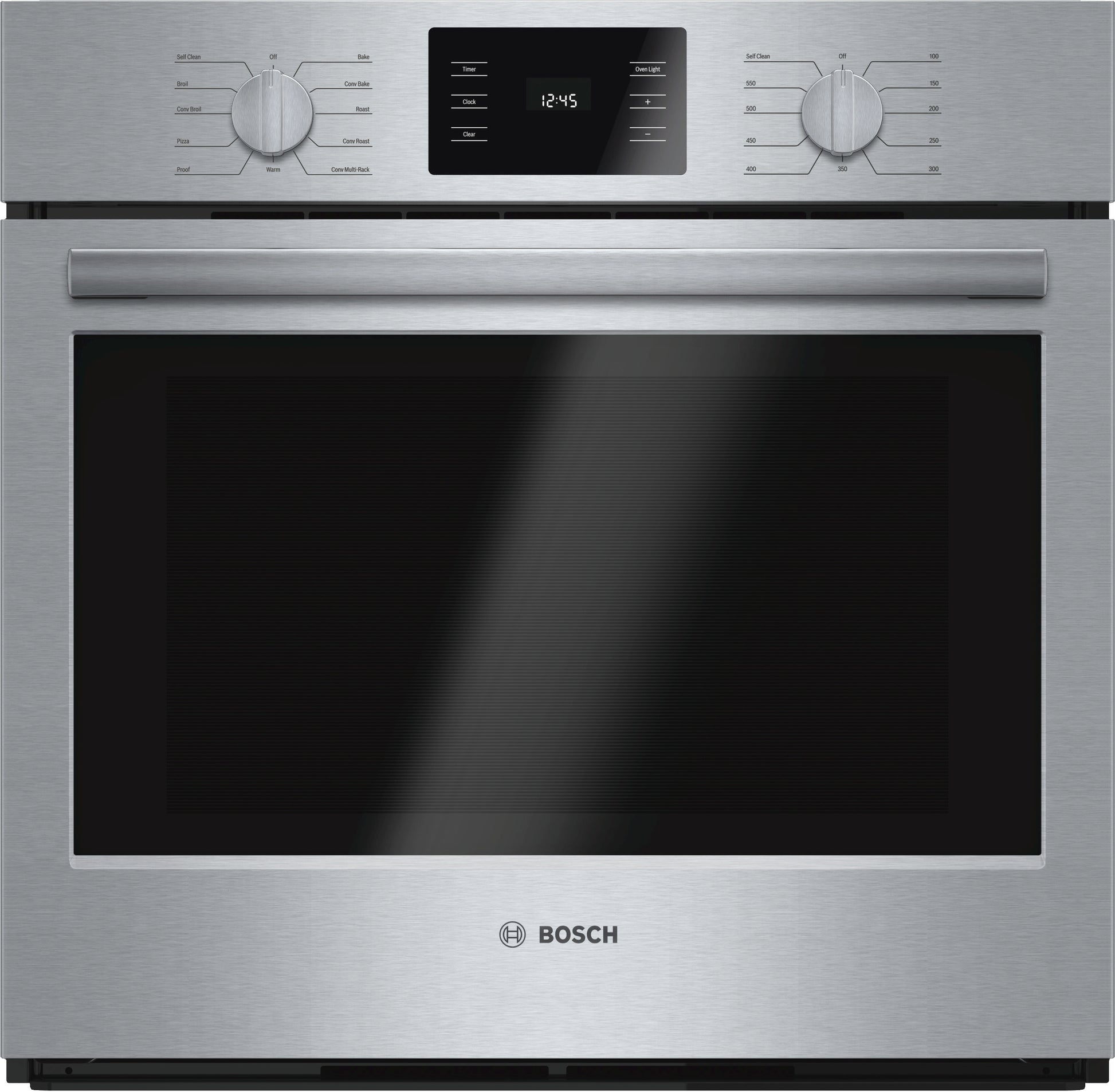 30-inch stainless steel wall oven with metal knobs and digital display for kitchen and home improvement collections